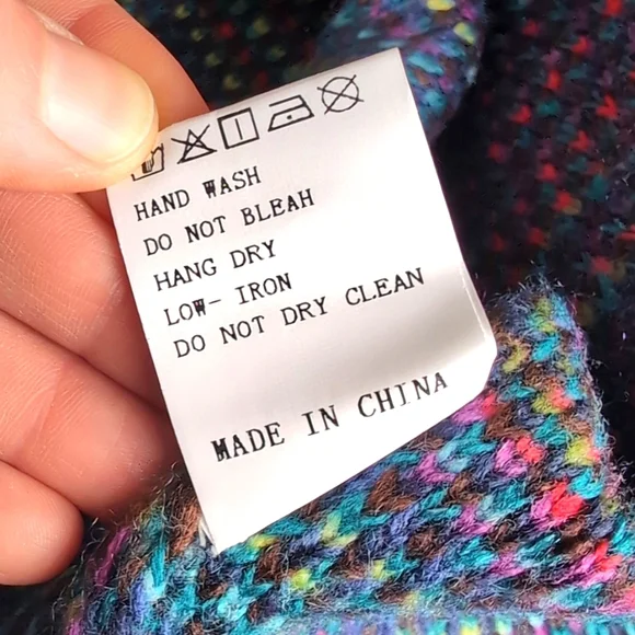 Unisex Multi Colored Rainbow Textured 3D Crew Neck Sweater w/ Tassels - Picture 8 of 8